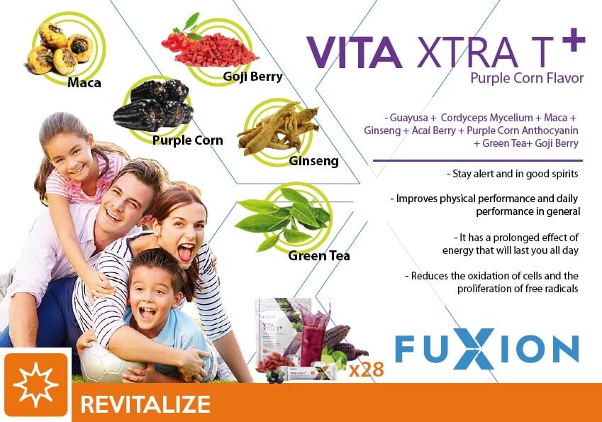 VITA XTRA T+ FUXION USA: multivitamin, best natural energy drink. Price
